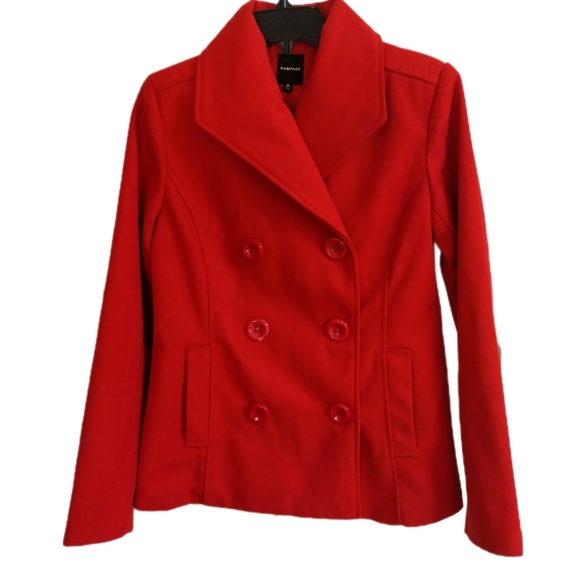 Rampage Jackets & Blazers - NEW Women Rampage Classic Red Size Medium Double Breasted Peacoat 100% Polyester